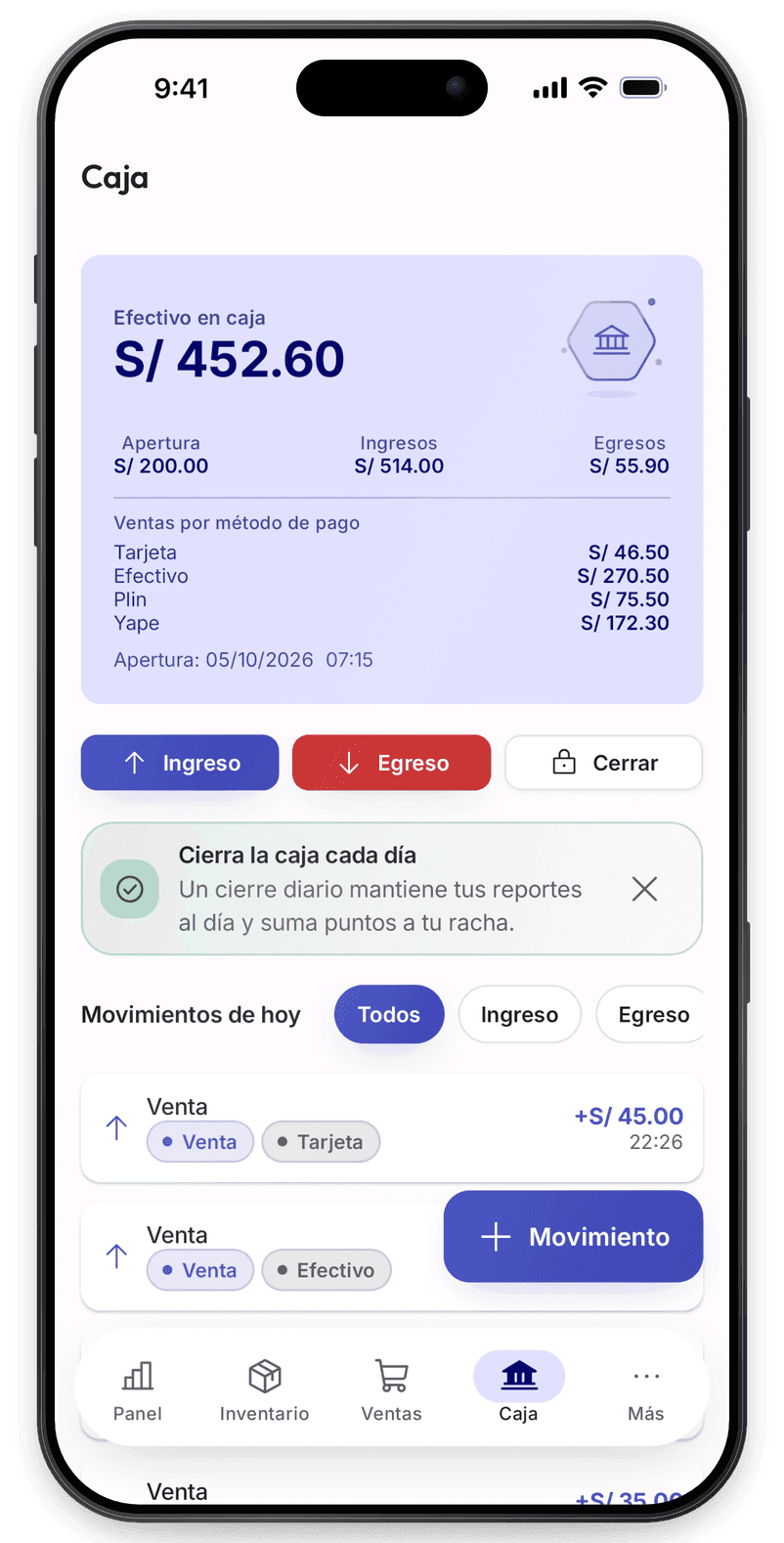 Cuadra tu caja sin líos: Apertura, cierre y arqueo del día.